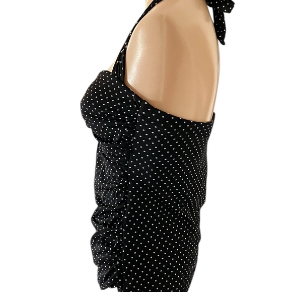 Miraclesuit  Polka Dot Retro Ruched Side Seams Tankini Swimsuit Top SIZE 8 - Picture 4 of 5